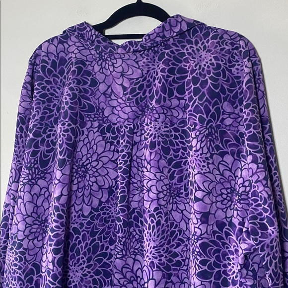 Catherines Blouse Women’s 4X 30/32W Purple Floral Button Up Collared Shirt - Picture 9 of 12